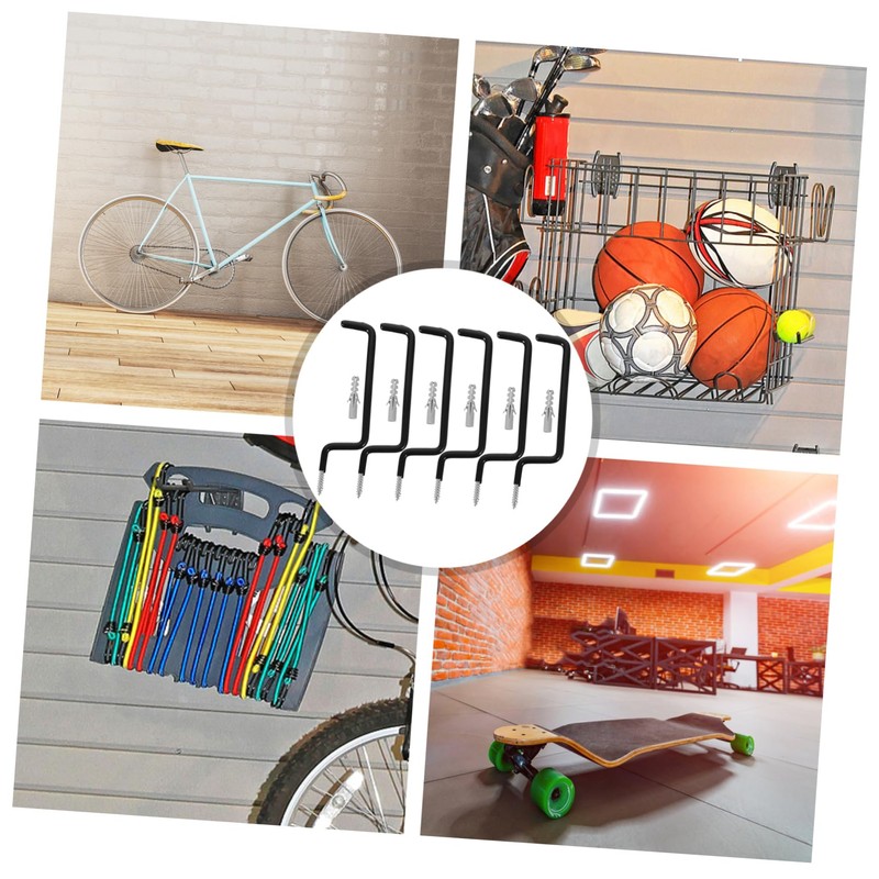 SHINEOFI 6pcs Metal Skateboard Wall Hooks Multi Functional Storage for