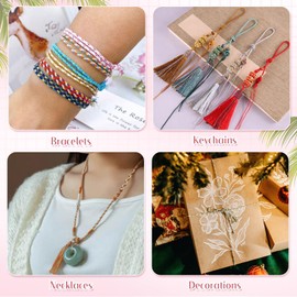 Sparkeads Braided Cotton Cord Colorful Macrame Yarn 4 Ply Twisted Beading Cord Roll for Necklace Wall Hangings Knitting Plant Hanger Bracelet Crafts Jewelry Home Decoration