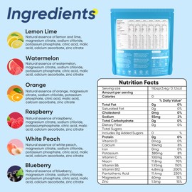 VitalHarvest 36 Sticks Electrolytes Powder Packets 6 Flavors Sugar Free Hydration Packets Electrolyte Liquid Daily IV Drink Mix with Lemon Lime, Watermelon, Orange, Raspberry, White Peach, Blueberry