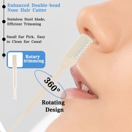Yuanchu 10Pcs Nasal Hair Cutter with Ear Picker, 360 Rotating Nose Hair Trimmer Double Head Nostril Hair Remover Tool for Women & Men