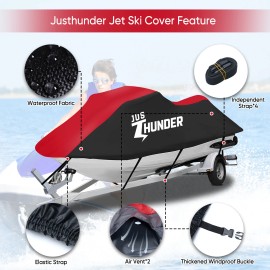 Justhunder Trailerable Jet Ski Cover Waterproof Marine Grade Cover Fit 135" - 145" 3 Seater