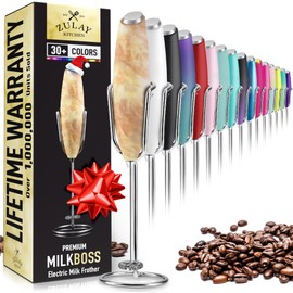 Zulay Kitchen Milk Frother Wand – High-Speed Handheld Frother with Upgraded Stand – Electric Foam Maker with Stainless Steel Whisk