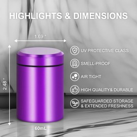 NKTOLEE Aluminum Storage Jar Portable Airtight Multipurpose Storage Container for Spices Coffee Tea (2pcs Purple)
