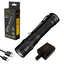 EdisonBright Nitecore MT2C Pro 1800 Lumen USB-C Rechargeable 520 Meters Beam LED Flashlight with Battery and EBR USB Charging Adapter Bundle
