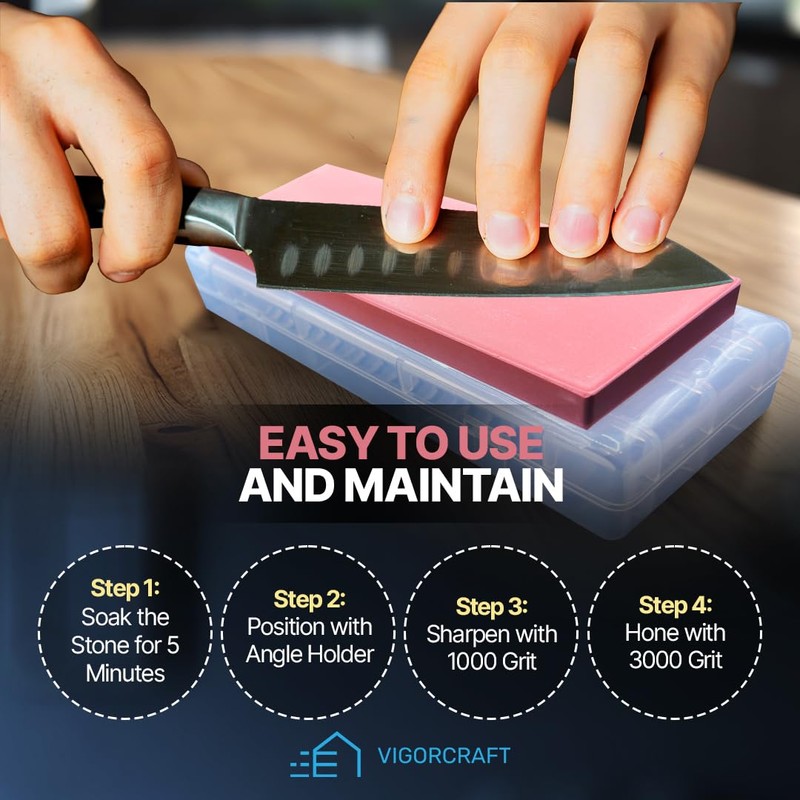 VIGORCRAFT Premium Japanese Whetstone Set - 1000 and 3000 Grit