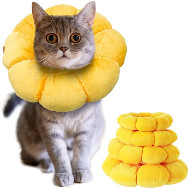 KUDES Cat Small Dog Recovery Collar, Cute Sunflower Neck Cone