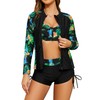 SHEKINI Women's 3-Piece Rash Guard Long Sleeve Swimsuits with Drawstring
