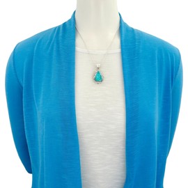 Turquoise Pendant Necklace Sterling Silver 925 (Sterling Silver Pendant with 20" Stainless Chain) (Turquoise)