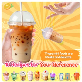 Trubic Miniature Cafe & Boba Tea Slime Making Kit for Girls Ages 8-12, 53PCS Mini Coffee/Bubble Tea Dessert Cup, Kitchen DIY Pretend Play Food Toys, Christmas Birthday Party Gift for Kids 6 7 9 10 11