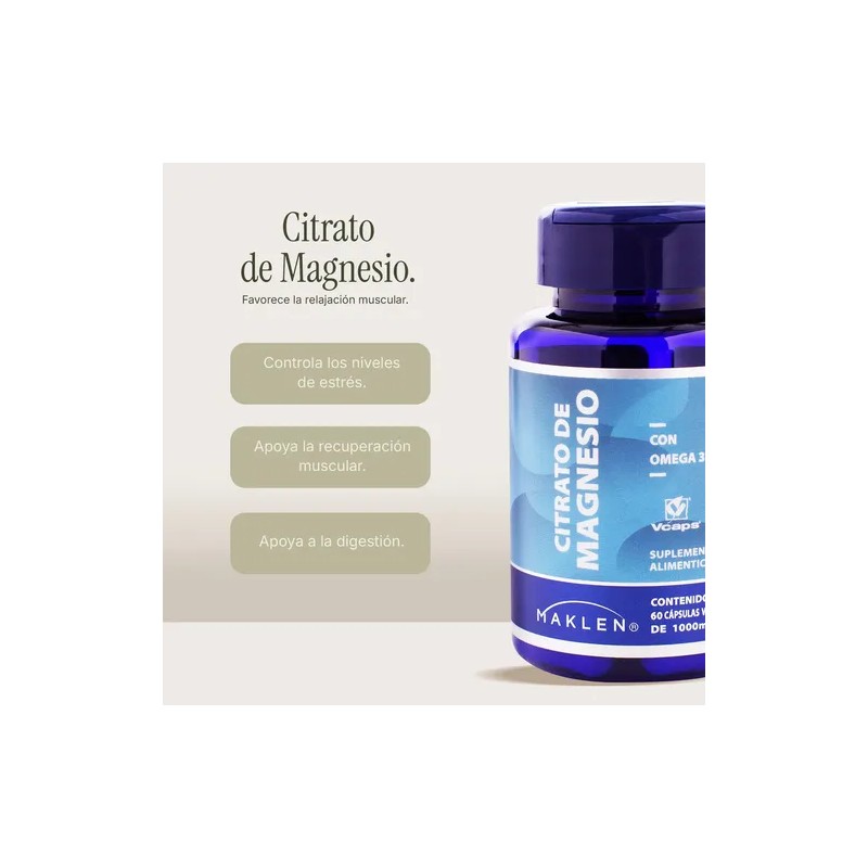 Citrato Magnesio Omega Capsulas Vcaps Maklen Sabor