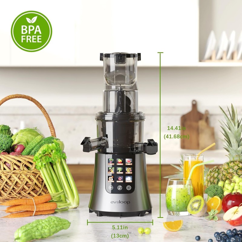 Cold Press Juicer, 3.2" Feed Chute with Dual Strainers (Juice