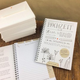 Wedding Planner, Wedding Planner, Note Book (No Guide!) In a beautiful calligraphy design with many tabs to cut out yourself, grey, white, beige, A5