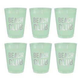 Bella Sleep + Spa Party Cups Reusable BPA-Free Plastic Frost Cup Pack, 16-Ounce, Beach Club, 6-Count