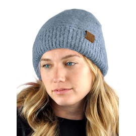 C.C Gorro unisex de color sólido cálido con diseño de calavera, Azul (Denim), Talla única