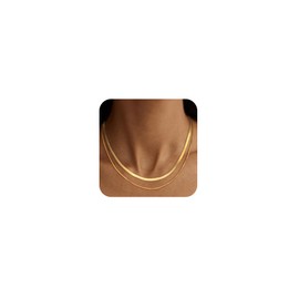 Yatumery 14K Gold Plated Choker Necklaces for Women Dainty Chunky Necklace for Women Double Herringbone Necklaces for Women Trendy Simple Gold Jewelry for Women