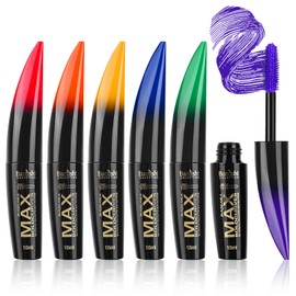 Joyeee 6 Colors Waterproof Colored Mascara Set, Lengthening, Volumizing, Long-Lasting, Charming Natural Eye Makeup, Blue Purple Green Yellow (Pack of 6)