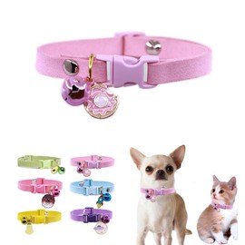 Pink Puppy Collar with Bell, XXS Dog Collar Girls, Cute Cat Collars with Bell for XXS Xs Small Tiny Female Dogs Pet Kitten Animal, XXSmall