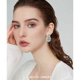 GELVTIC Teardrop Earrings for Women - Chunky Gold Rhinestone Cubic Zirconia Silver Hoops for Prom - Water Drop Valentine's Day Jewelry for Friend, Lover, Mom (228Earrings-2)
