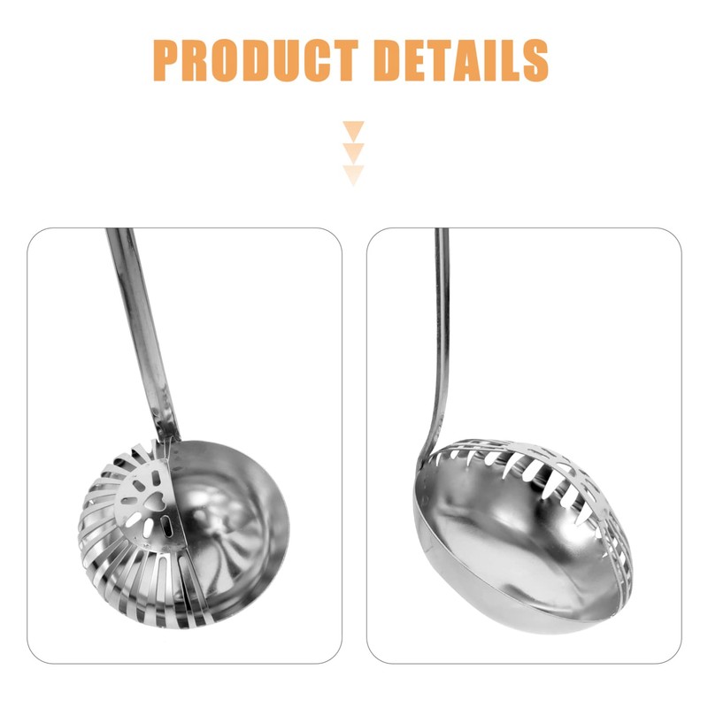 Kichvoe Stainless Steel Slotted Cooking Spoon - 2-in-1 Oil Strainer