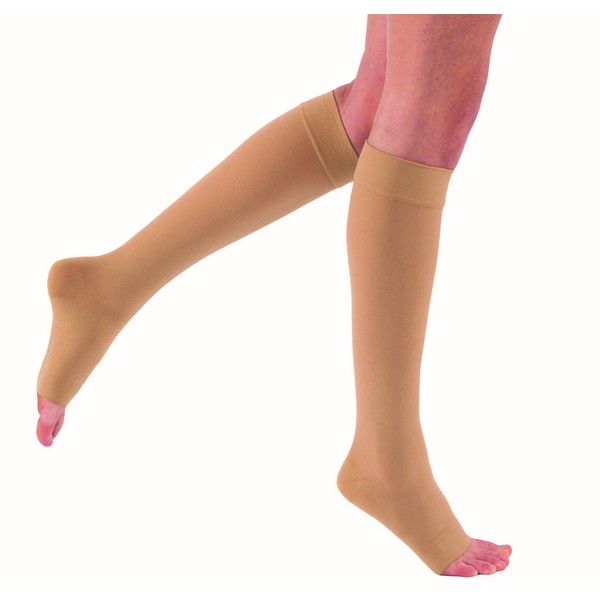 JOBST Medias de compresión altas hasta la rodilla con puntera abierta, de alta calidad, unisex, extra firmes para piernas cansadas y pesadas, clase de compresión, 30-44