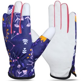 Jazzy Gardening Gloves Thorn Proof Safety Working Glove Leather Work Welding Gardening Glove for Men Women (Bere Florel, M)