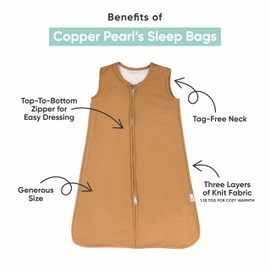 Copper Pearl Sleep Sack: Warm and Cozy Baby Bag in a Variety of Trendy Designs, Safe Alternative to Blankets, Sleeveless Baby Sleep Sack Swaddle Sizes Newborn to 24 Months - Mabel