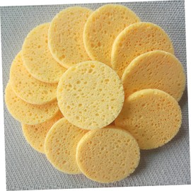 PACKOVE 50Pcs Facial Sponge Natural Wood Pulp Compress Makeup Cleansing Tool Round Skin Exfoliating Puff for Deep Cleaning Sensitive Skin Friendly