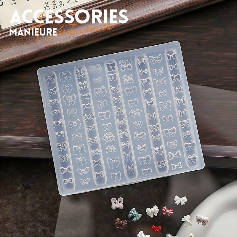 3D Nail Molds Bow Nails Charms Design, Silicone Tool Art