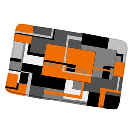 Orange Bath Mat Black White Grey Geometric Abstract Mid Century 17.8x29.5