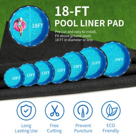 LovHomdecr 18 FT Round Pool Liner Pad for Above Ground Swimming Pool Pad, Seamless Under Pool Padding Puncture Resistant Pool Mat, Durable Geotextile Material, Extends Life to The Liner