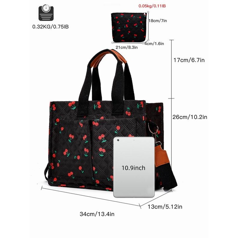 Creative Leopard Print Tote Bag Set, Large Capacity Waterproof Printed