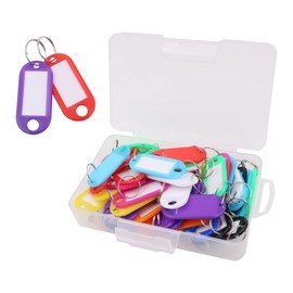 WANGCL 50 Key fobs That can be Written on with Labels Key fobs and Key Plates with Ring for Home Office Pet ID Luggage Tag