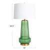 Creative Co-Op Ribbed Glass Table Lamp with Tapered Drum Shade,