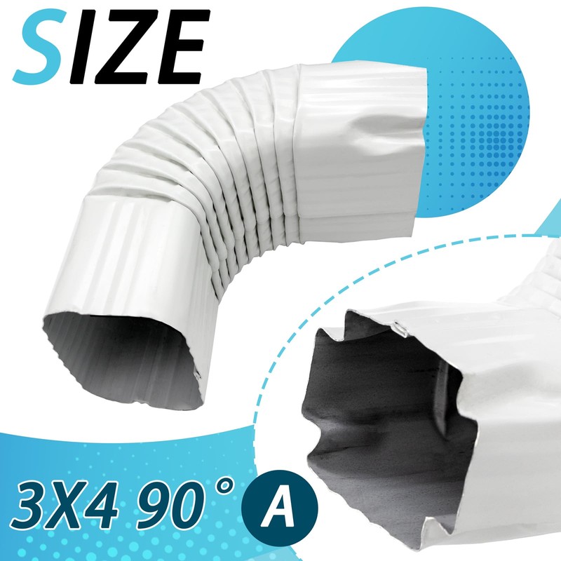 3x4” Downspout Gutter Elbow Style A, 90 Degree Positive Elbow
