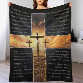 Christian Cross Bible Verse Blanket Christ Religious Throw Blanket Jesus Scripture Faith Catholic Inspirational Gifts for Women Men Winter Warm Soft Plush Fleece Flannel Blanket for Adult Kids 40"x50"