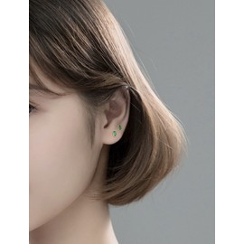 RYSkyJewelry Screw Back Earrings women Man 14K Gold Plated Solid S925 2nd holes Helix Stud