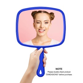 PROTECLE Large Hand Mirror, Salon Barber Hairdressing Handheld Mirror with Handle (Square Blue 10.3"x7.4")