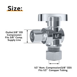 VINTEX 5 Pack Angle Stop Valve,1/2 in. NOM Compression x 3/8 in. OD Compression Angle Shut Off Valve,5/8" OD x 3/8" OD 1/4 Turn Faucet Valve,Water Stop Valve,Chrome Plated,Brass