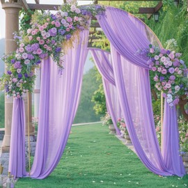 Wedding Arch Draping Fabric Lavender Purple Sheer Wedding Arch Drapes for Ceremony Bridal Party Romantic Wedding Decor 19Ft Length x 28" Width 2 Panel