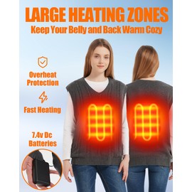 CYCYHEAT Heated Sweater Jacket for Men and Women, 7.4V Lightweight Heating Sweater Jackets Coat with 10000mAh Battery (US, Alpha, Small, Regular, Regular, Vest Dark Gray)