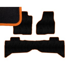 Orange Edge Custom Fit Front & Rear Carpet Floor Mats, Black, Compatible with Ram 1500 Classic Quad Cab 2022 2021 2020 2019 FL-266837