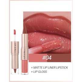 Lápiz de Labios y Pintalabios Líquido 2 en 1 con Doble Punta (04#)