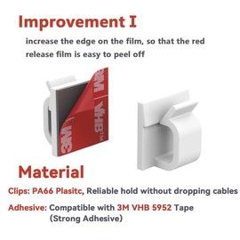 Cable Clips 40pcs with Strong Adhesive Tapes,Wire Holder Organizer Cord Management for Car, Office and Home (White- CC04(40PCS)-Upgraded)