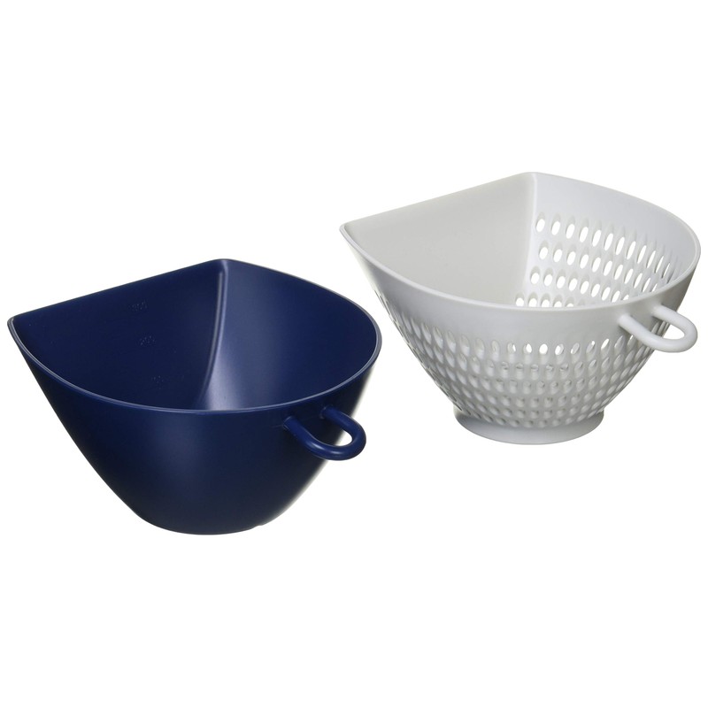 DELISH KITCHEN Pearl Metal Chilitori Colander Bowl, Small, Navy