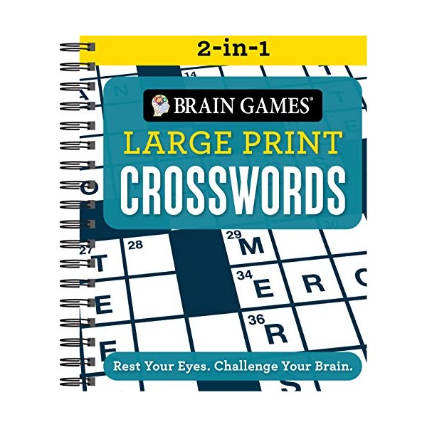 Brain Games 2-in-1 - Large Print Crosswords: Rest Your Eyes.
