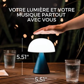 Lexon Mina L Audio 2 in 1 Mushroom Table Lamp and Wireless Bluetooth Speaker, 9 LED Color Mood Lamp for Bedrooms & Living Room & Music Player - Soft Gold