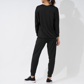 Fila 312060 Women's Fitness Wear, Sportswear, Top and Bottom Set, Black