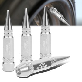 4Pcs 60mm Polished Aluminum Tire Rim Valve Air Port Dust Cover Stem Caps, Anodized & Powdercoated, Spiked Head Style, Silver Color