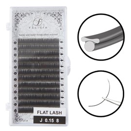 FELICIA Flat Lash Matte Eyelash Extensions Ultra Soft Single Matsueku Eyelash J Curl 0.15 Thickness 0.03 inch (8 mm)