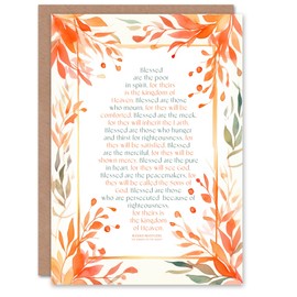 Artery8 Christian Birthday Card Beatitudes Sermon on the Mount Matthew Gospel Orange Blank Card For Him Or Her
